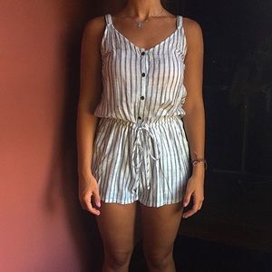white striped romper